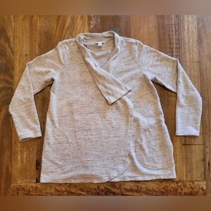 Pure Jill Womens Small Pet Heather Gray Long Sleeve Open Front Sweater Cozy Fall